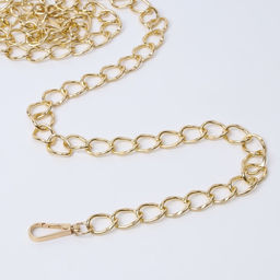 Цена за 2 шт. Цепочка для сумки, с карабинами, металлическая, 19?15 мм, 120 см, цвет золотой