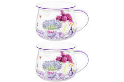 Набор 2 кружек 250 мл 11*8,5*7 см "Лаванда", бочонок, NEW BONE CHINA