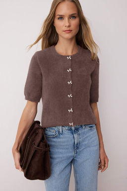 Kahverengi Dugme Detayl? Yumusak Dokulu Triko H?rka TWOAW26HI00099