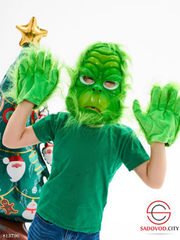 Маска и перчатки для костюма Гринч