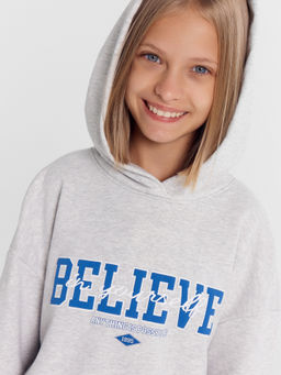 Комплект для девочек (худи, брюки) серый с печатью - Mark formelle фото 4