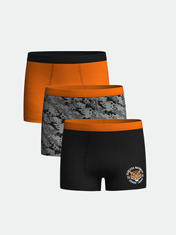 Bask?l? Erkek ?ocuk Boxer 3l?