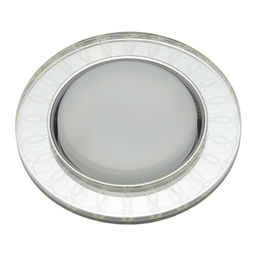 DLS-L157 GX53 GLASSY/CLEAR 3D Светильник декоративный встраиваемый, серия Luciole. Без лампы, цоколь GX53. Доп. светодиодная подсветка 4Вт. Металл/стекло. Зеркальный/Прозрачный, эффект 3D. ТМ Fametto