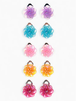 Цена за 6 шт. Серьги клипсы детские Выбражулька «Блестящие цветы», миксы