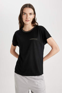 Футболка с круглым вырезом и короткими рукавами - Defacto фото 3