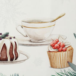 Скатерть новогодняя Этель New Years treat, d=220 см +/-3 см с ВГМО, 100% хлопок, саржа 190 г/м?