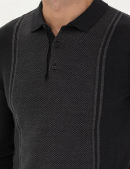 A__k Gri Melanj Slim Fit D__meli Polo Yaka Triko Kazak