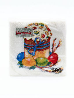 Цена за 3 шт. Салфетки бумажные Пасхальный кулич, 1 слой, 24?24 см, 100 шт.