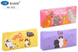 Пенал мягкий Basir "Кошки", 190*90*25мм (MC-7523) ПВХ