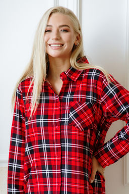 Женская удлиненная рубашка Клеточка - Krumpy фото 6