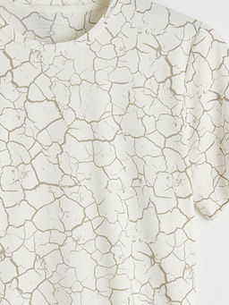 Bisiklet Yaka Desenli Erkek Penye Ti??rt