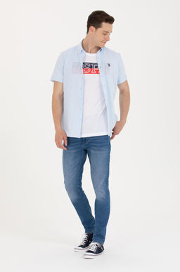 U. S. Polo Assn Мужская голубая рубашка с коротким рукавом - U.s. polo assn фото 4