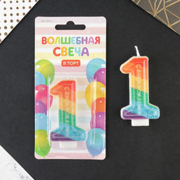 Свеча в торт цифра с цветным нанесением 1 С Днем рождения - Страна карнавалия фото 2