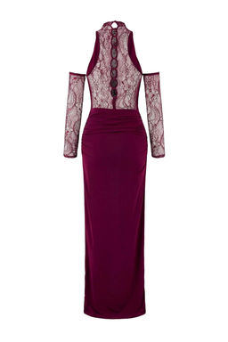 Siyah Dantel Detayl? Derin Degaje Yaka Duz Maxi Abiye & Mezuniyet Elbisesi TPRAW26AE00014 - Trendyolmilla фото 15