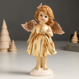 Фигурка полистоун «Девочка-ангел в золотом платье», 5.5×11.5×18 см