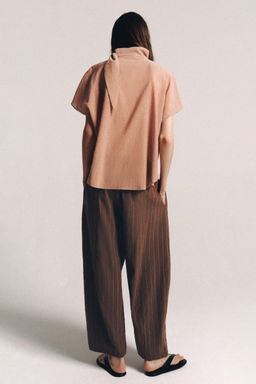 PANTAL?N CON LINO RAYAS ZW COLLECTION / Marr?n - Zara фото 3