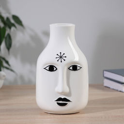 Ваза для цветов «Пикассо», снежинка, ручная роспись, 21×11 см, керамика, чёрно-белая