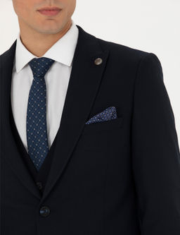 Yelekli Lacivert Ekstra Slim Fit Tak_m Elbise