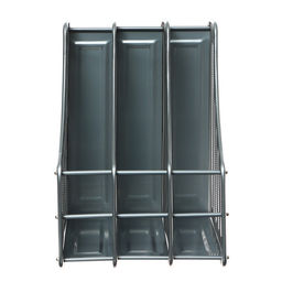 Лоток для бумаг вертикальный, металлическая сетка, 3 отделения, серый