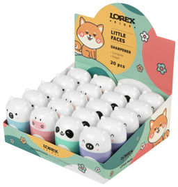 Точилка LOREX KIDS LITTLE FACES с контейнером и ластиком, ассорти, корпус пластик, 1 отвер...