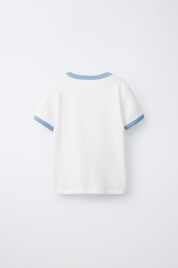 CAMISETA RIB CONTRASTE TEXTO / Azul pastel - Zara фото 2