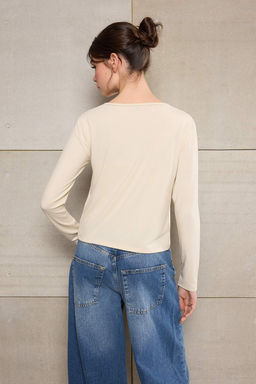 Teen Tas %100 Pamuk Fitted/Vucuda Oturan Full Patl? Uzun Kollu Esnek Orme Bluz TWOSS26BZ00232