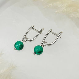 Серьги с камнем Малахит