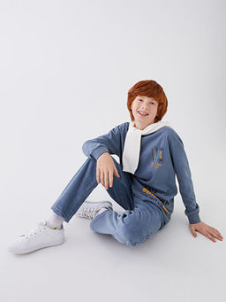 Rahat Kal?p Bisiklet Yaka Bask?l? Erkek ?ocuk Ti??rt - Waikiki фото 2