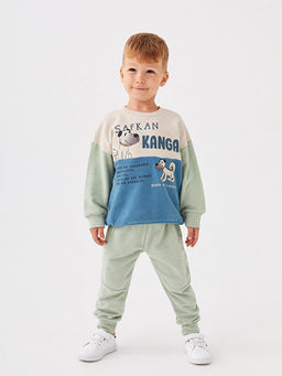 Bisiklet Yaka Uzun Kollu Bask?l? Erkek Bebek Sweatshirt ve Jogger E?ofman Alt 2li Tak?m - Waikiki фото 3