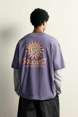 CAMISETA RELAXED FIT ESTAMPADOS CONTRASTE / Morado - Zara фото 3