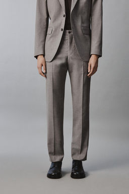 PANTAL?N TRAJE REGULAR FIT ESTRUCTURA / Beige