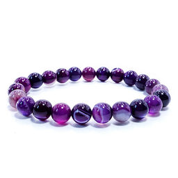 Браслет из камня Фиолетовый агат оберег 8мм