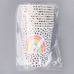 Цена за 10 шт. Стакан бумажный Радуга, принт, 250 мл - Страна карнавалия фото 3