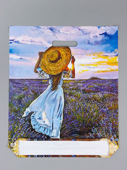 Цена за 50 шт. Пакет Лавандовое поле, полиэтиленовый с вырубной ручкой, 38?45 + 3 см, 50 мкм