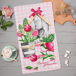 Цена за 2 шт. Кухонное полотенце Доляна. Самой заботливой, 35?60 см, 100% хлопок, 160 г/м?