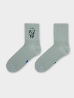 Цена за 5 пар! Носки мужские серые с узором в виде Гомера Симпсона - Mark formelle фото 5