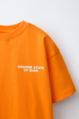 CAMISETA ESTAMPADO TEXTO / Naranja vivo - Zara фото 3