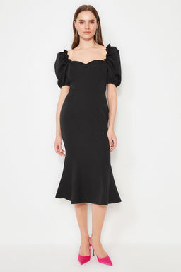 Siyah Yaka Detayl? Dokuma S?k Abiye Gece Mezuniyet Elbisesi TPRSS21EL0053