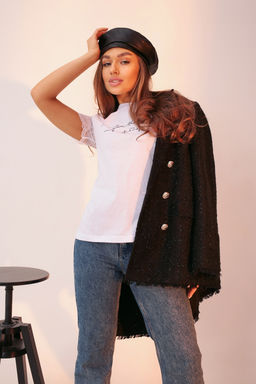 Футболка с кружевом 100005