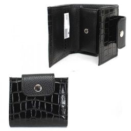 Портмоне женское Croco-ПР-906 натуральная кожа 1 отд, 4 карм, черный крок/черный флотер (200/40) 231848