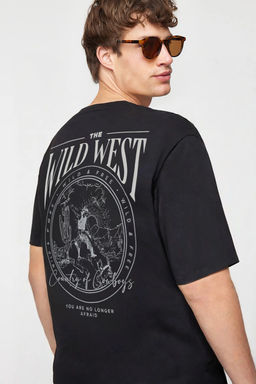 TRENDYOL MAN Siyah Oversize/Genis Kesim %100 Pamuklu S?rt Bask?l? T-Shirt TMNSS24TS00003 - Trendyolmilla фото 17