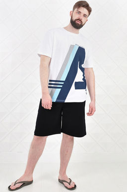 Арт. 6391 Костюм с шортами мужской 50-58 (5 шт) Цвет:верх- белый, низ- черный