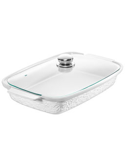 Блюдо д/запекания и сервировки 1,8 л 34*21,5*10,5 см Веточки-цветочки со стеклян.крышк.,прямоугол - Elan gallery фото 5