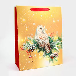 Пакет подарочный новогодний ламинированный Совушка, 33?42.5?10 см