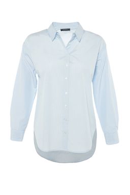 Ac?k Mavi Loose Fit Pamuklu Dokuma Gomlek TWOAW20GO0107