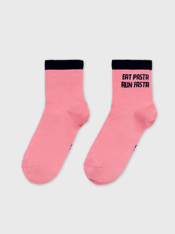 Цена за 5 пар! Носки женские розовые с надписью EAT PASTA, RUN FASTA - Mark formelle фото 3