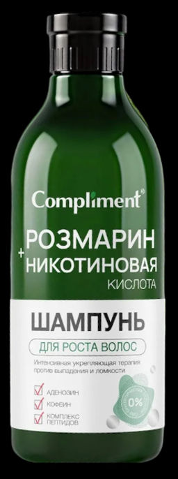 "Compliment" Шампунь Розмарин + Никотиновая кислота для роста волос, 400мл.12 /890286/