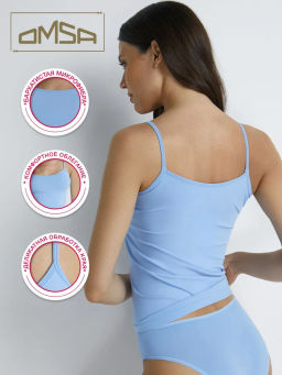 OmD 1221S Soft Майка "Топ" женская (топ на тонких бретелях), PA - cielo