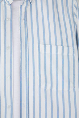 TRENDYOL MAN Gri-Mavi Regular Fit Cizgili Oxford Kolay Utulenebilir Erkek Gomlek TMNSS25GO00078 - Trendyolmilla фото 8