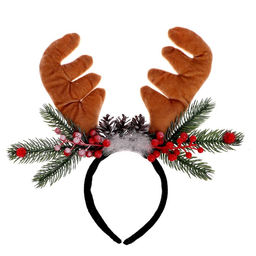 Ободок новогодний карнавальный «Рога» с веточками